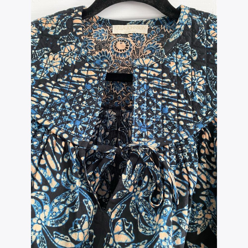 Ulla Johnson "Satima" Printed Cotton Blouse in Azure, size 2 - Picture 8 of 13